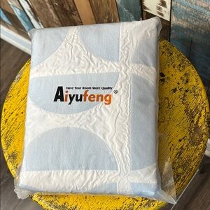 Blue & white moon pattern curtain panel set